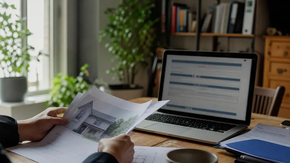 Personne consultant un contrat d'assurance habitation pour une installation solaire